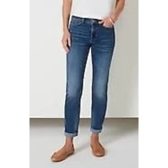 J Jill Sz 12 Jeans Relaxed Fit Cuffed Ankle Boyfriend Medium Wash Womens - Picture 1 of 8